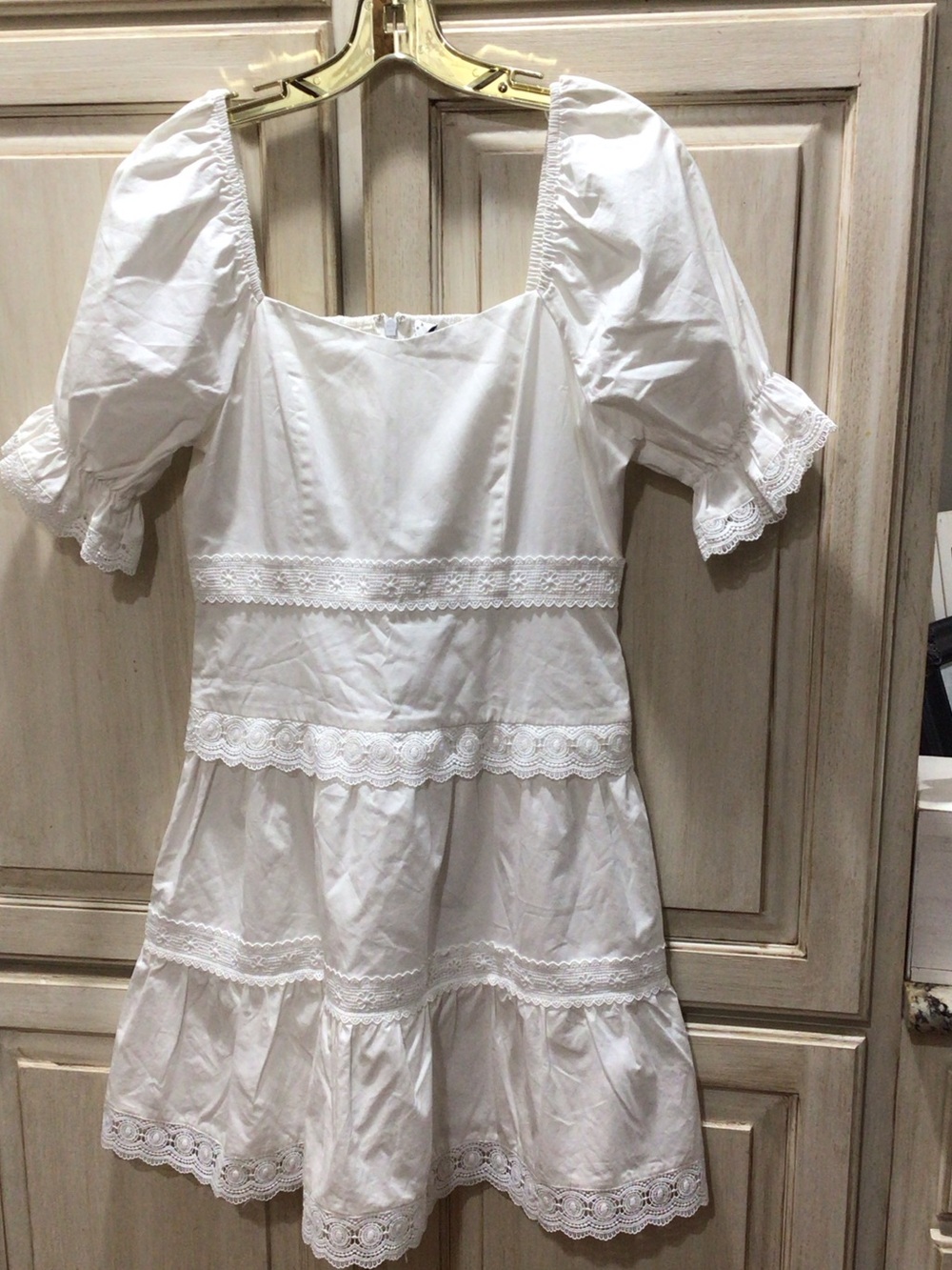 Endless Rose White Lace-Trim Puff Sleeve Mini Dress ~ Never worn yet no tags